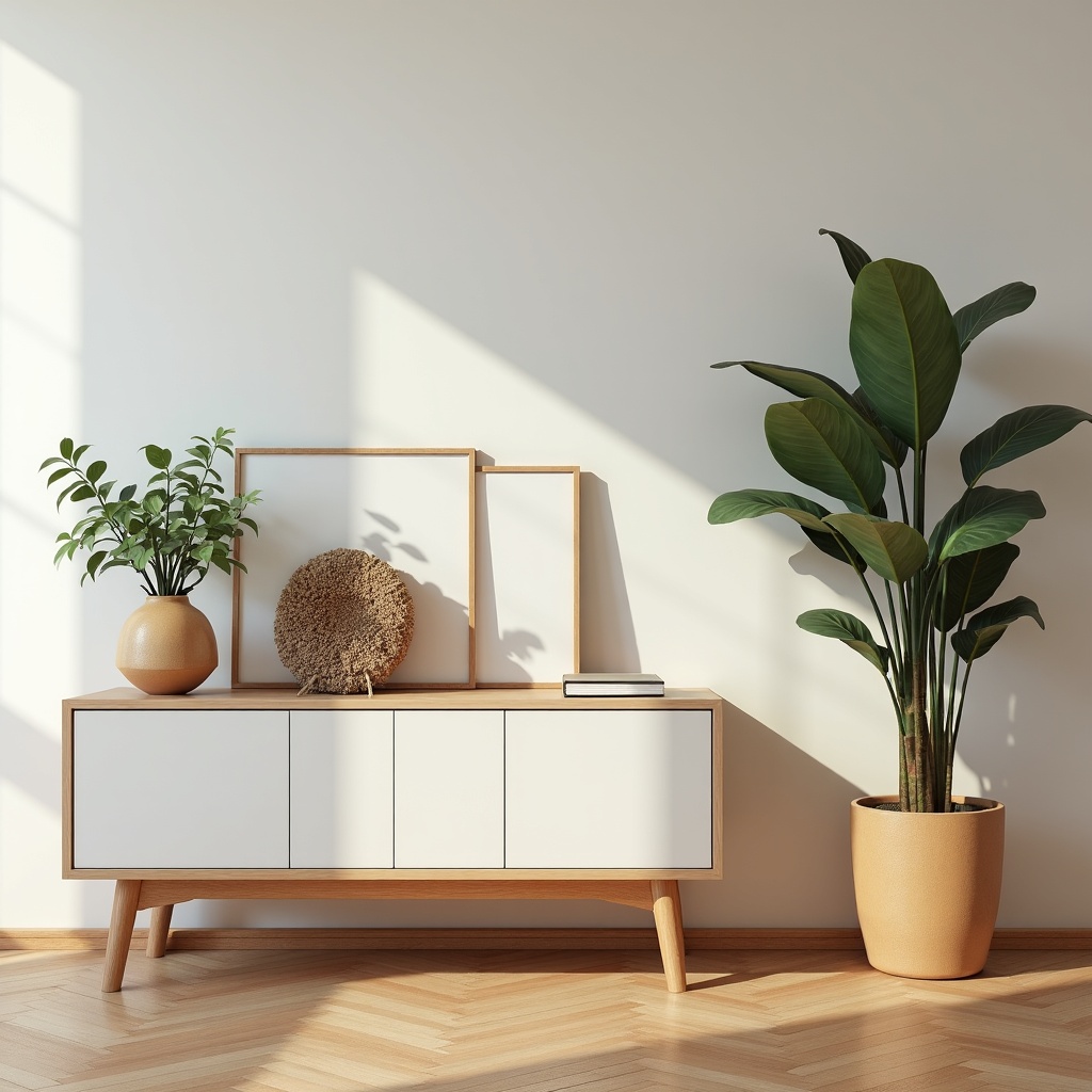 Close-up of DIY painted furniture in a cozy living room.